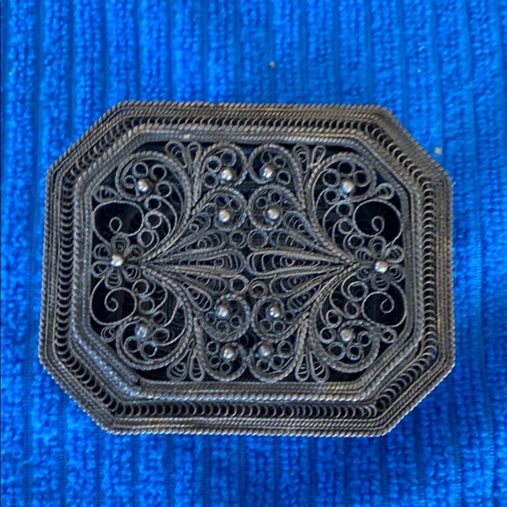 Vintage Russian Decorative Filigree Hinged Lid Box